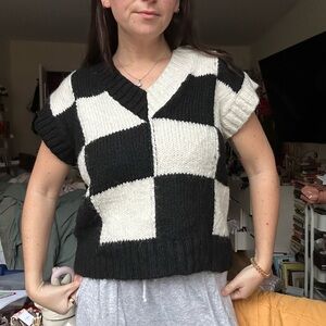 zara checkered sweater vest